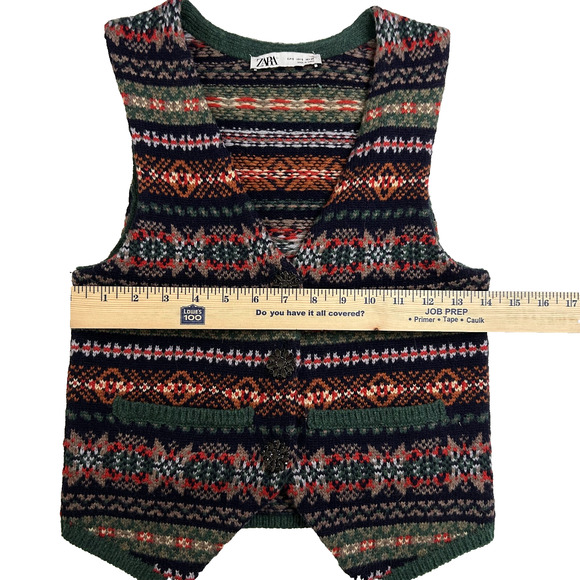 Zara Christmas Sweater Vest Womens Small Fair Isle Knit Festive Holiday Cottage - Picture 4 of 6